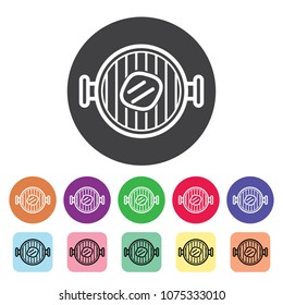 Grill outline icons set. Vector illustration.