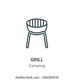 Grill outline vector icon. Thin line black grill icon, flat vector simple element illustration from editable camping concept isolated on white background