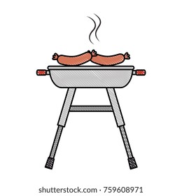 grill oven with sausages