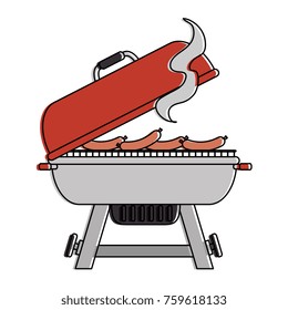 grill oven with sausages