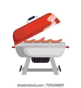 grill oven with sausages