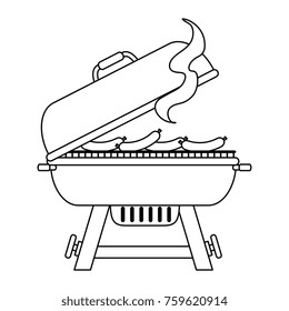 grill oven with sausages