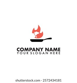 Grill pan fire flame and cow hipster vintage logo vector icon illustration
