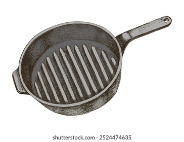 Grill pan with handle vector
