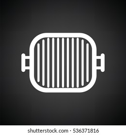 Grill pan icon. Black background with white. Vector illustration.