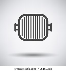 Grill pan icon on gray background with round shadow. Vector illustration.