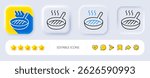 Grill pan line icon. Neumorphic, Flat shadow, 3d buttons. Cooking food griddle sign. Hot frying pan symbol. Line grill pan icon. Social media icons. Vector