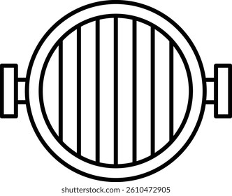 grill pan outline illustration for flat design, black and white