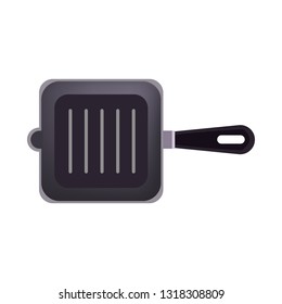 Grill pan vector. Frying pan, food preparation, dishware. Kitchenware concept. Vector can be used for topics like cooking, household equipment, kitchen