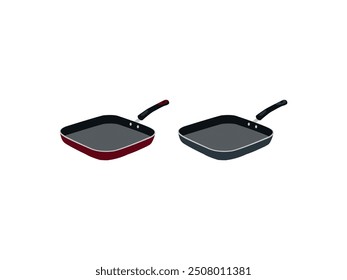 Grill Pan Vector Illustration: Essential Cookware for Chefs and Home Cooks. Perfect for Grilling, Searing, and Healthy Cooking. High-Quality Kitchen Utensils for Non-Stick and Cast Iron Cooking Needs.