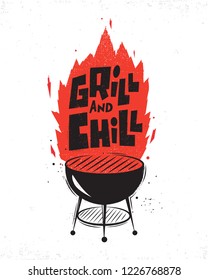 Grill party typographic poster.Vector illustration.
