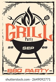Grill Party Vector Illustration, BBQ Event Invitation.