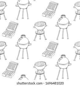 Grill pattern. Vector hand draw seamless pattern isolated on white background