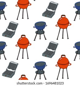 Grill pattern. Vector hand draw seamless pattern isolated on white background