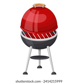 grill with a raised lid. Vector illustration on a white background