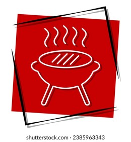 grill red banner in frame. Vector illustration.