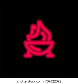 Grill red glowing neon ui ux icon. Glowing sign logo vector