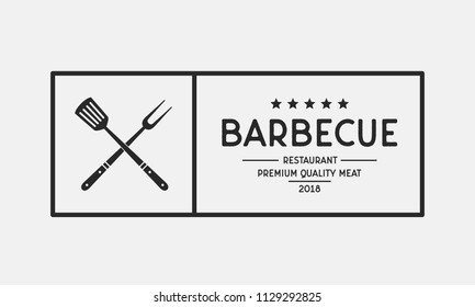 Grill restaurant logo. Barbecue restaurant menu emblem. Vintage design. Vector illustration