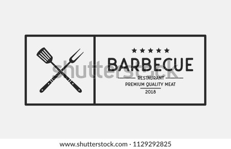 Grill restaurant logo. Barbecue restaurant menu emblem. Vintage design. Vector illustration