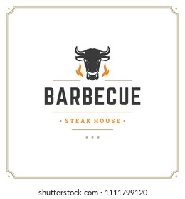 Grill Restaurant Logo Design Vector Illustration Stock Vector (Royalty ...