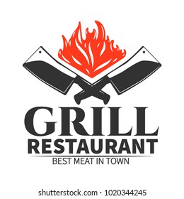 Grill restaurant retro label.Vector illustration.