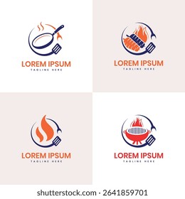 Grill Restaurants logo design for food business steak house bbq foods bbq grill barbeque 