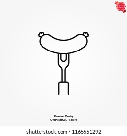Grill sausage icon vector