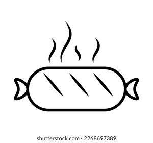 grill sausage line icon isolated