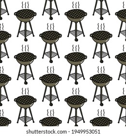 grill seamless doodle pattern, vector illustration