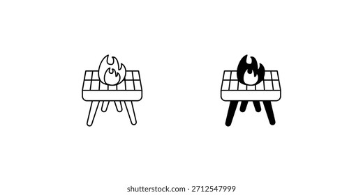 Grill set icon with white background vector stock illustration
