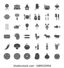 Grill Solid Web Icons. Vector Set of Glyphs.