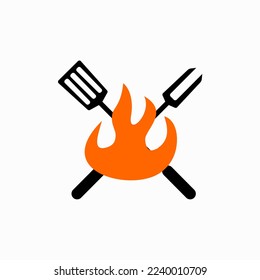 grill spatula fork logo design