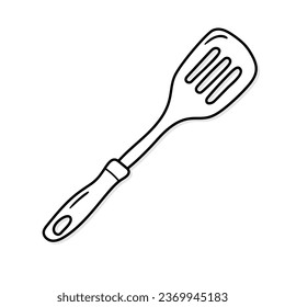 Grill spatula vector icon in doodle style. Symbol in simple design. Cartoon object hand drawn isolated on white background.