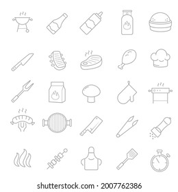 Grill, steak house, barbecue vector icon set. 