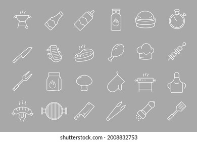 Grill, Steakhaus, Grill, Vektorsymbol-Set. 