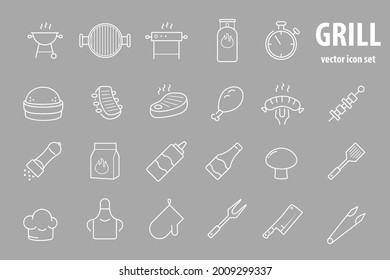 Grill, steak house, barbecue vector icon set. 