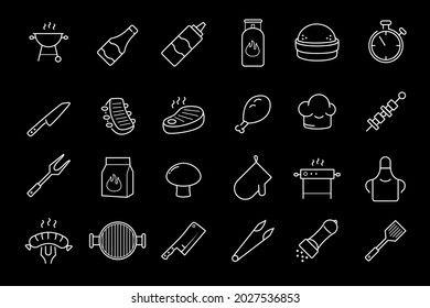 Grill, steak house, barbecue vector icon set.	