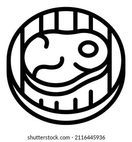 Vector de contorno de icono de asador. Carne de barbacoa. Cocina picnic