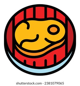 Grill steak icon outline vector. Bbq meat. Picnic cook color flat