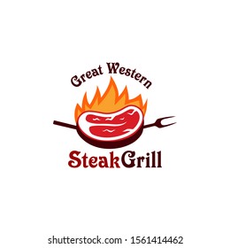 Grill Steak Logo and badges vector illustration