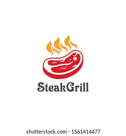 Grill Steak Logo and badges vector illustration
