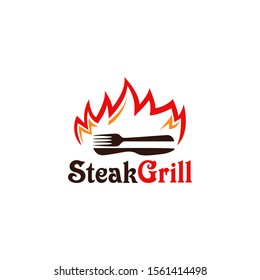 Grill Steak Logo and badges vector illustration