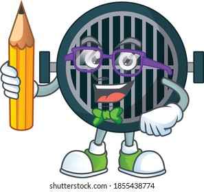 Grill student Mascot design concept studying at home. Vector illustration