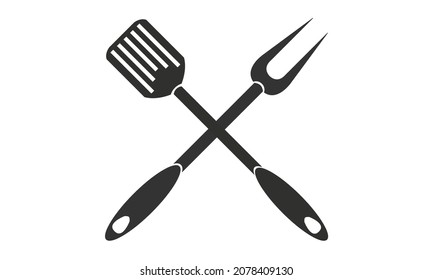 Grill tools icon a spatula and fork vector