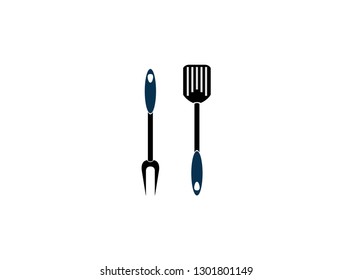 Grill tools a spatula and fork for logo design