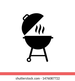 Grill vector icon, barbecue symbol. Simple, flat design for web or mobile app
