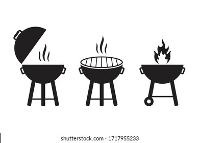 grill vector icon illustration, BBQ Grill symbol. isolated on white background,