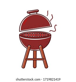 Grill vector illustration in colorful hand drawn style isolated on white background 