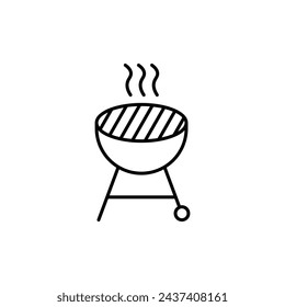 Grill vector line icon illustration.