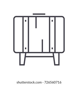 grill vector line icon, sign, illustration on background, editable strokes